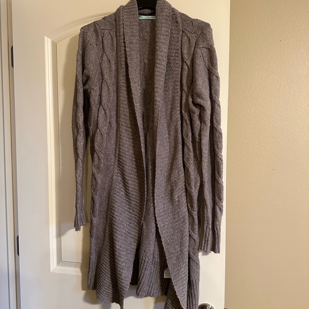 Maurices Taupe Cable Knit Cardigan